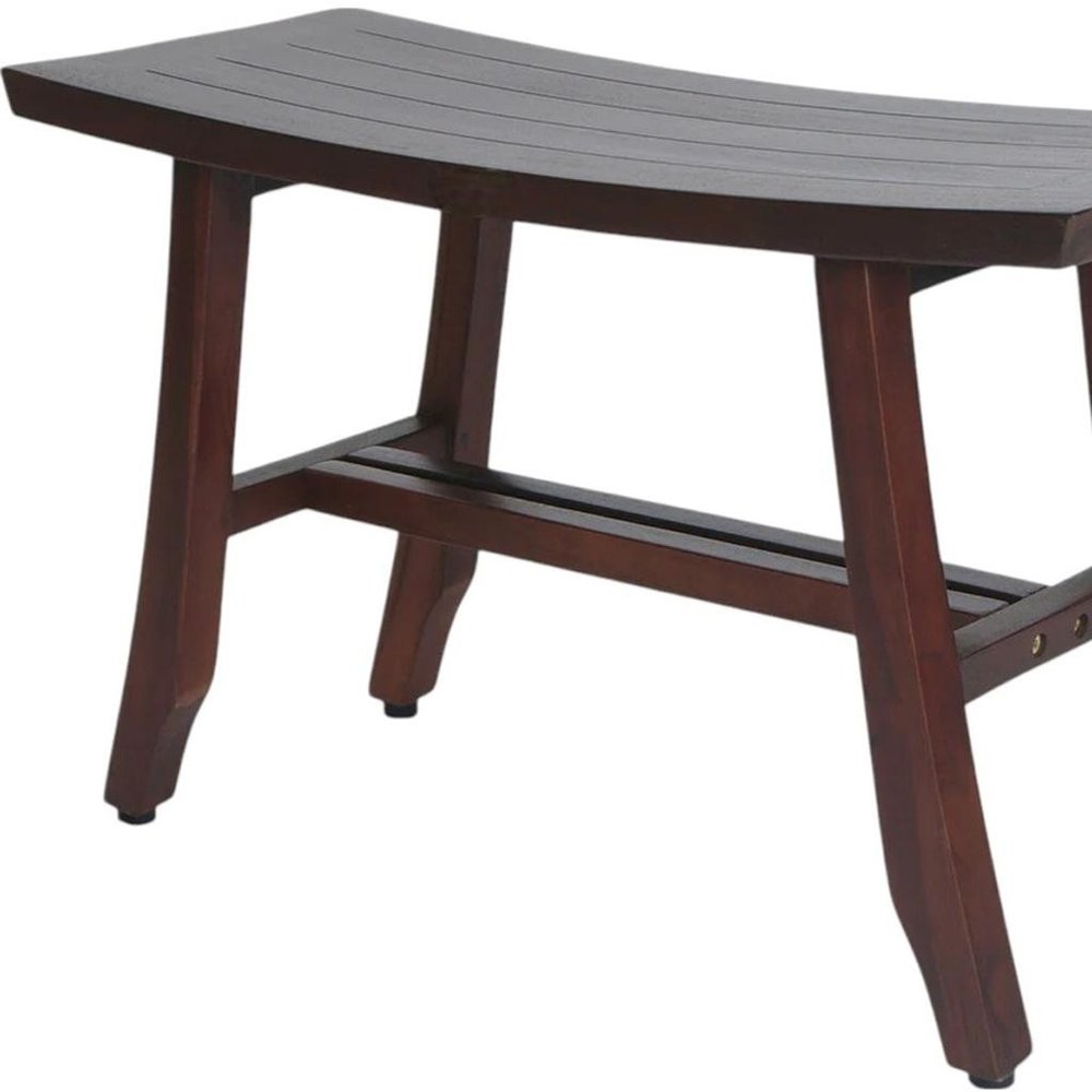 24" Dark Brown Solid Teak Wood Shower Bench HomeRoots