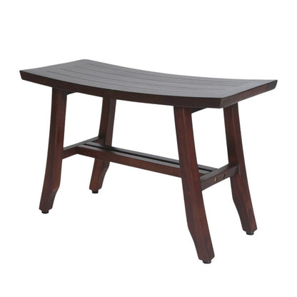 24" Dark Brown Solid Teak Wood Shower Bench HomeRoots