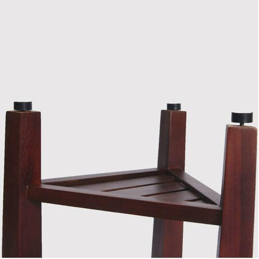 Compact Teak Corner Shower  Outdoor Bench With Shelf In Brown Finish HomeRoots