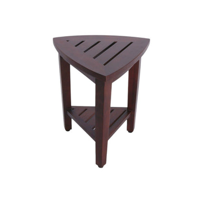 Compact Teak Corner Shower  Outdoor Bench With Shelf In Brown Finish HomeRoots