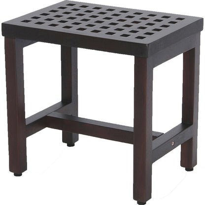 Compact Rectangular Teak Lattice Pattern Shower Or Outdoor Bench In Brown Finish HomeRoots