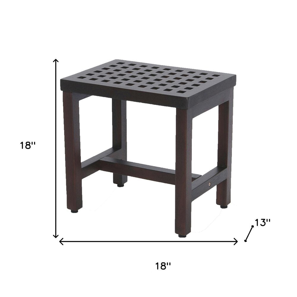 Compact Rectangular Teak Lattice Pattern Shower Or Outdoor Bench In Brown Finish HomeRoots