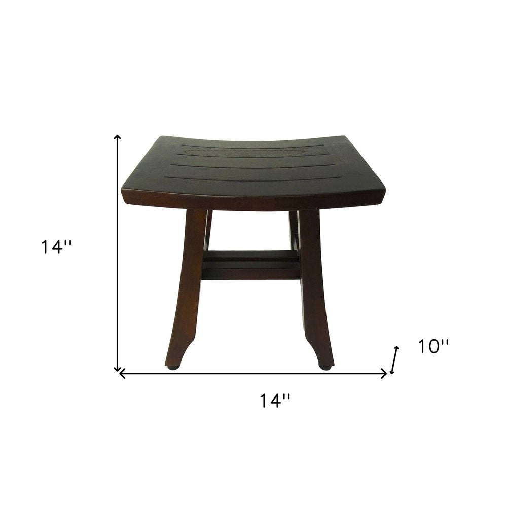 14" Brown Teak Shower Bench HomeRoots