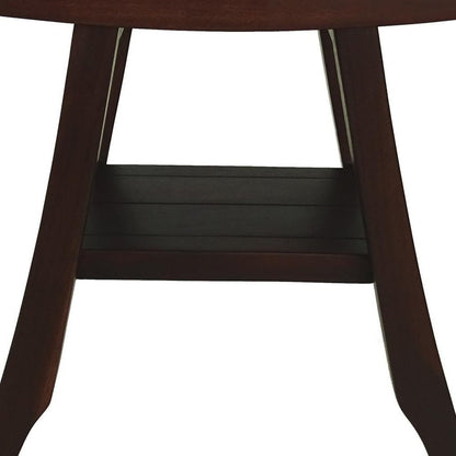 Compact Curvilinear Teak Shower Or Outdoor Bench With Shelf In Brown Finish HomeRoots