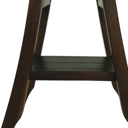 Compact Curvilinear Teak Shower Or Outdoor Bench With Shelf In Brown Finish HomeRoots