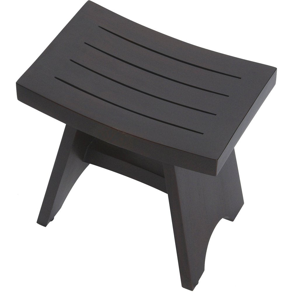 18" Dark Brown Teak Rectangular Shower Bench HomeRoots