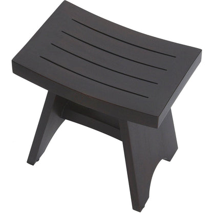 18" Dark Brown Teak Rectangular Shower Bench HomeRoots
