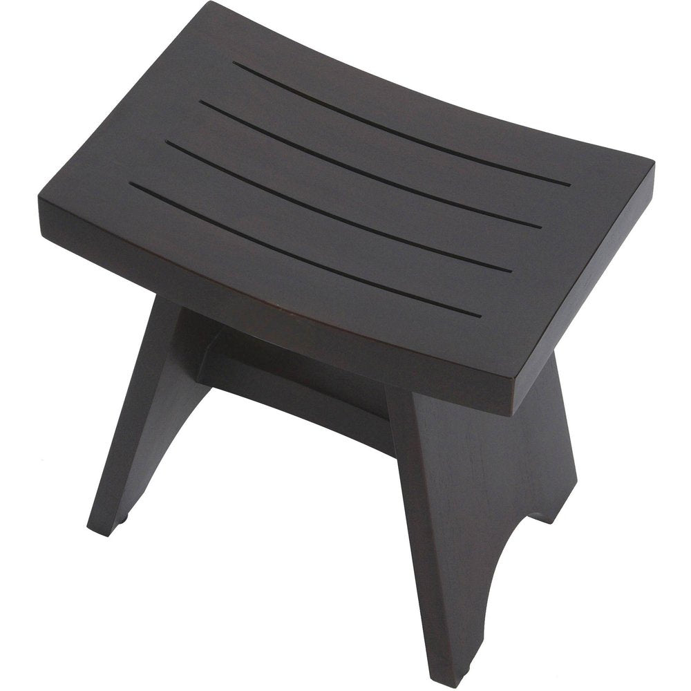 18" Dark Brown Teak Rectangular Shower Bench HomeRoots