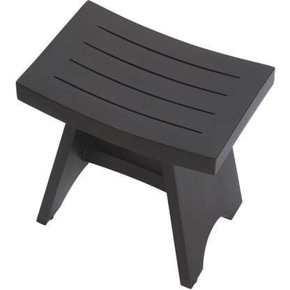 18" Dark Brown Teak Rectangular Shower Bench HomeRoots