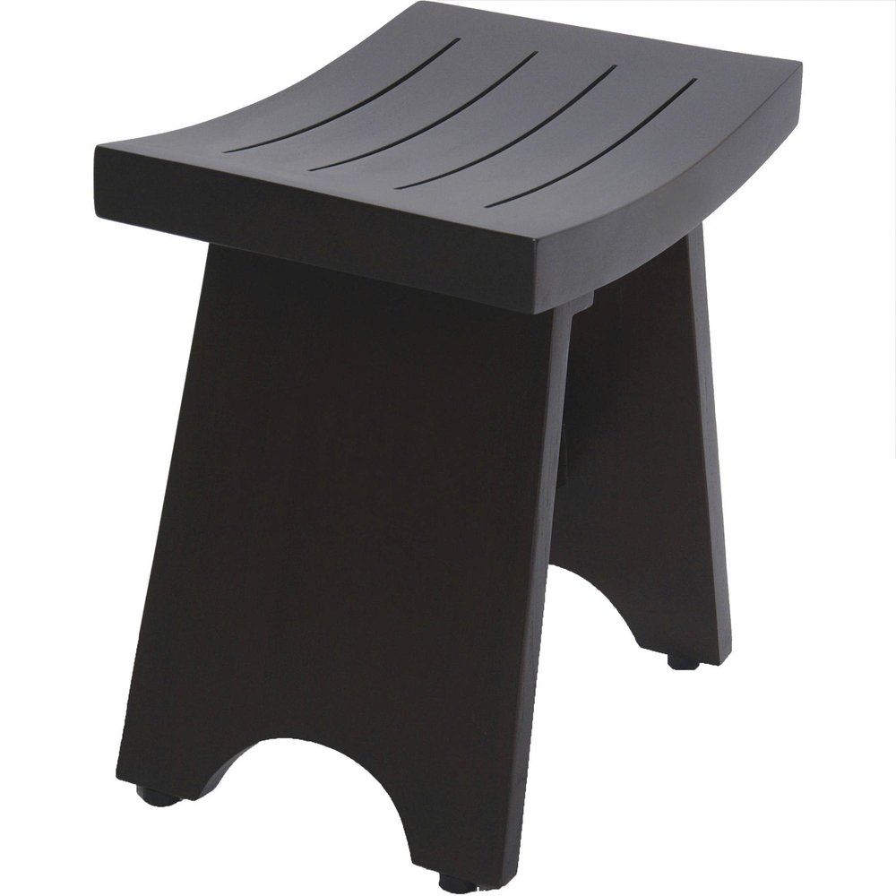 18" Dark Brown Teak Rectangular Shower Bench HomeRoots