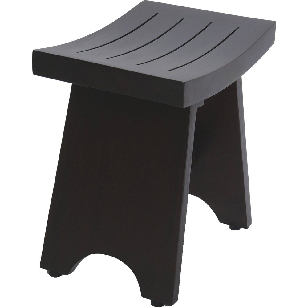 18" Dark Brown Teak Rectangular Shower Bench HomeRoots