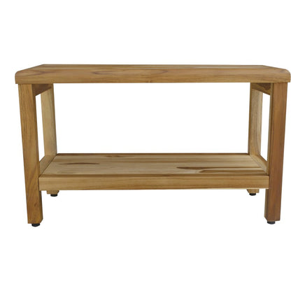 Rectangular Teak Shower Bench With Shelf In Natural Finish HomeRoots