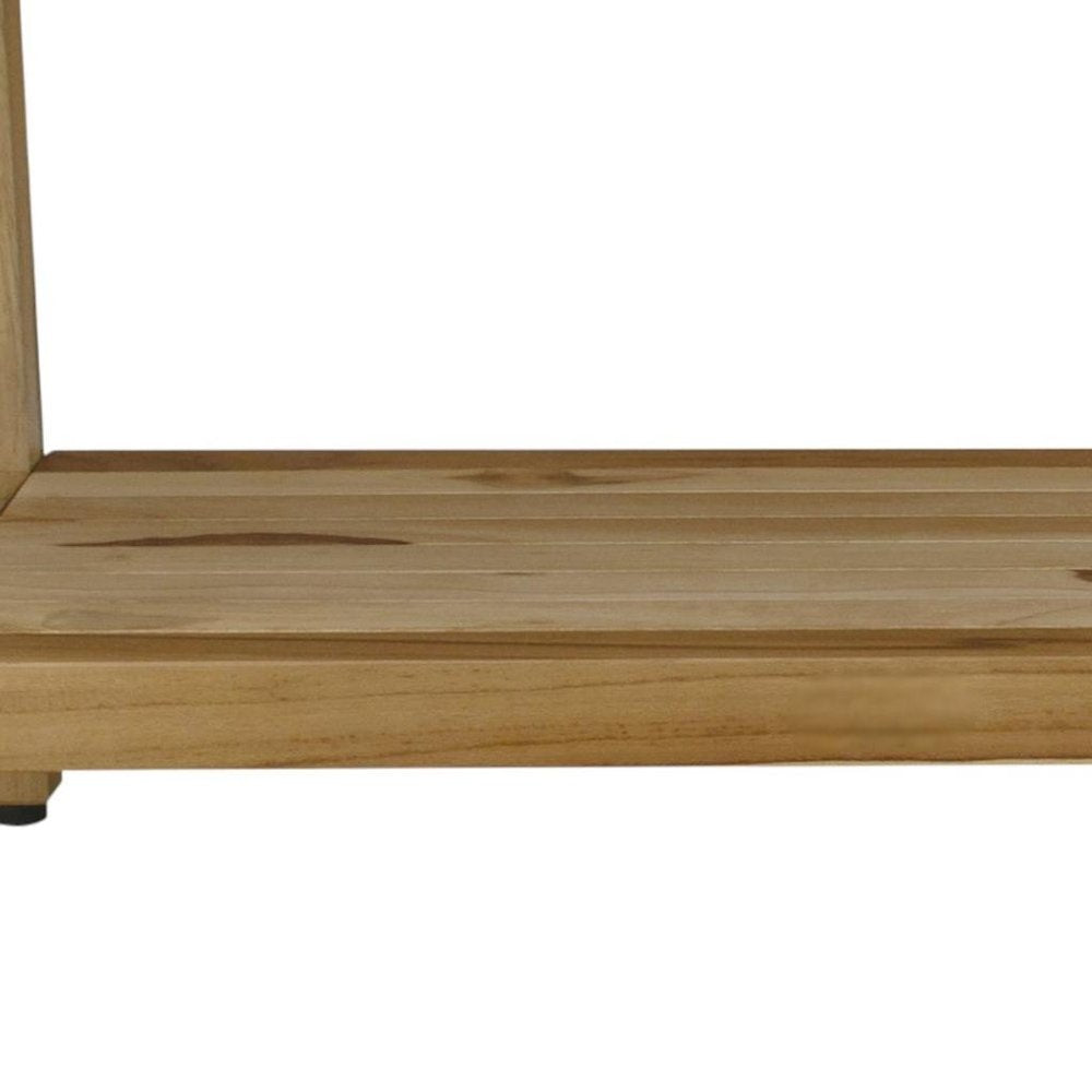 Rectangular Teak Shower Bench With Shelf In Natural Finish HomeRoots