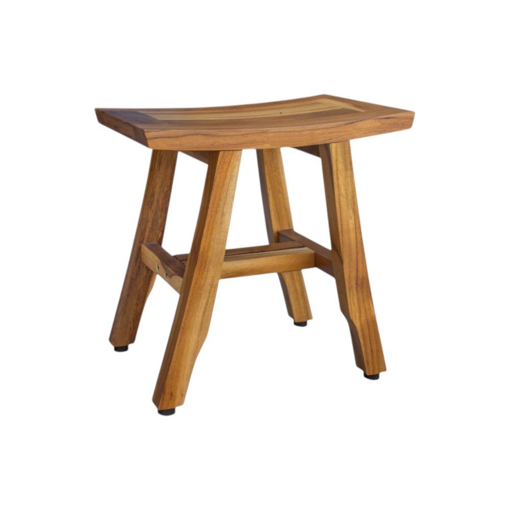 14" Natural Teak Curvilinear Shower Bench HomeRoots