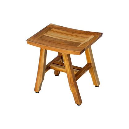 14" Natural Teak Curvilinear Shower Bench HomeRoots
