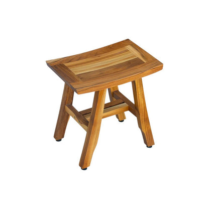 14" Natural Teak Curvilinear Shower Bench HomeRoots