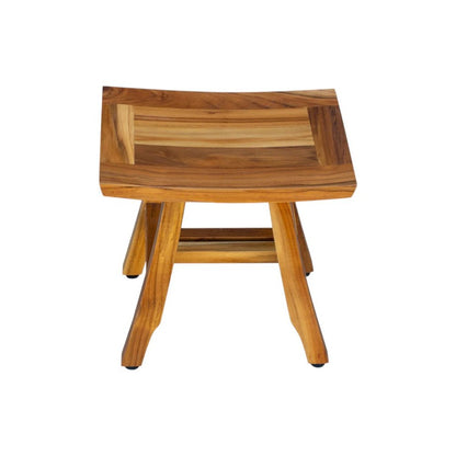14" Natural Teak Curvilinear Shower Bench HomeRoots