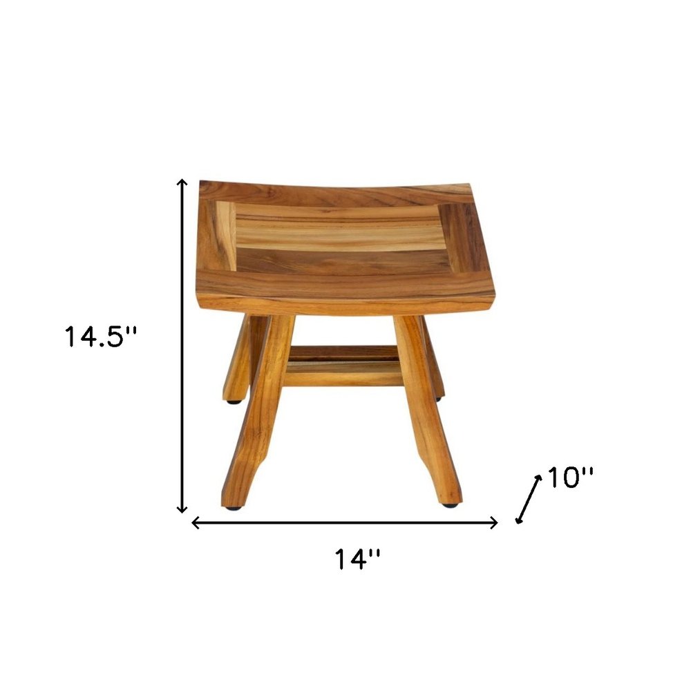 14" Natural Teak Curvilinear Shower Bench HomeRoots