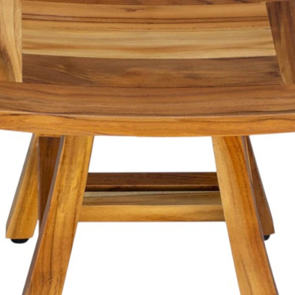 14" Natural Teak Curvilinear Shower Bench HomeRoots