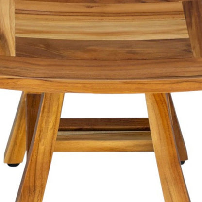 14" Natural Teak Curvilinear Shower Bench HomeRoots