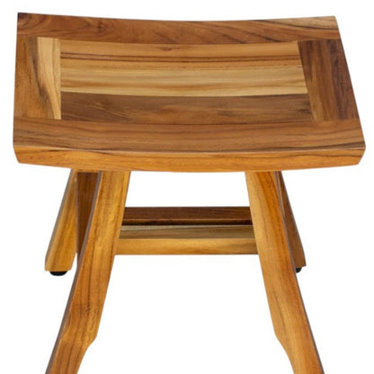 14" Natural Teak Curvilinear Shower Bench HomeRoots