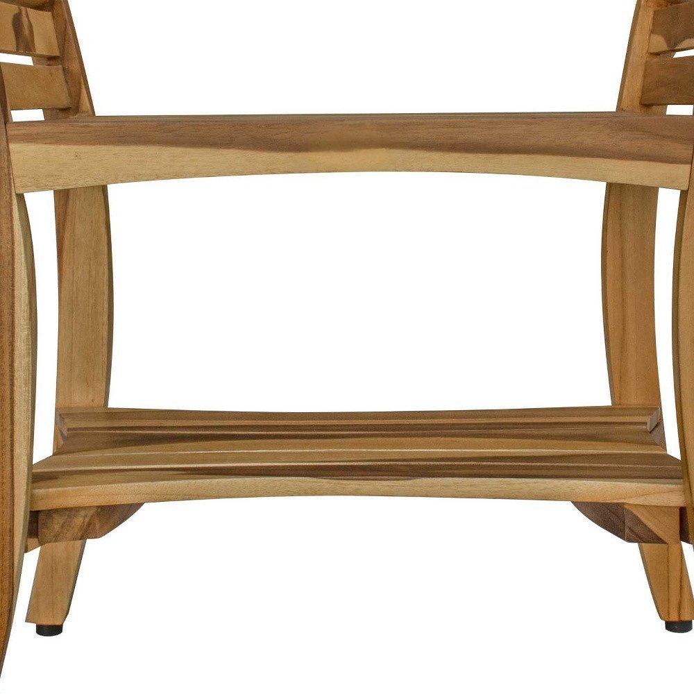 24" Natural Solid Teak Wood Shower Bench With Handles HomeRoots