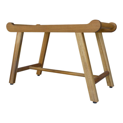 Rectangular Teak Shower Bench With Handles In Natural Finish HomeRoots