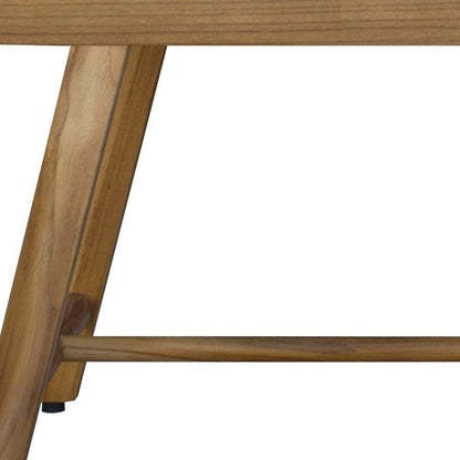 Rectangular Teak Shower Bench With Handles In Natural Finish HomeRoots