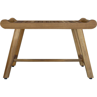 Rectangular Teak Shower Bench With Handles In Natural Finish HomeRoots