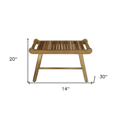 Rectangular Teak Shower Bench With Handles In Natural Finish HomeRoots