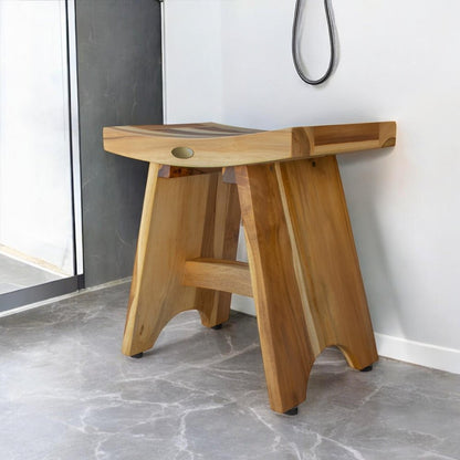 18" Natural Teak Rectangular Shower Bench HomeRoots
