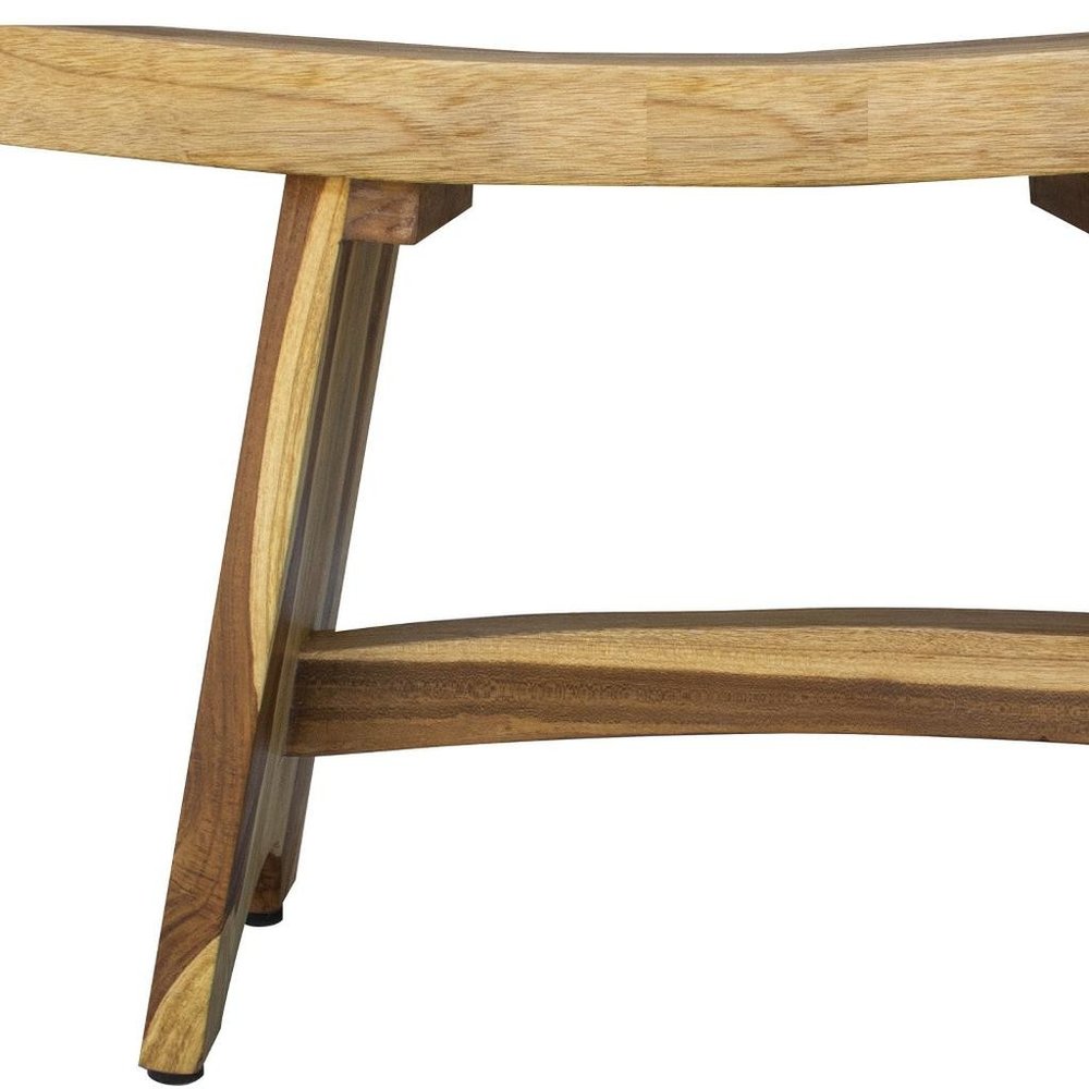 Contemporary Teak Outdoor Bench In Natural Finish HomeRoots