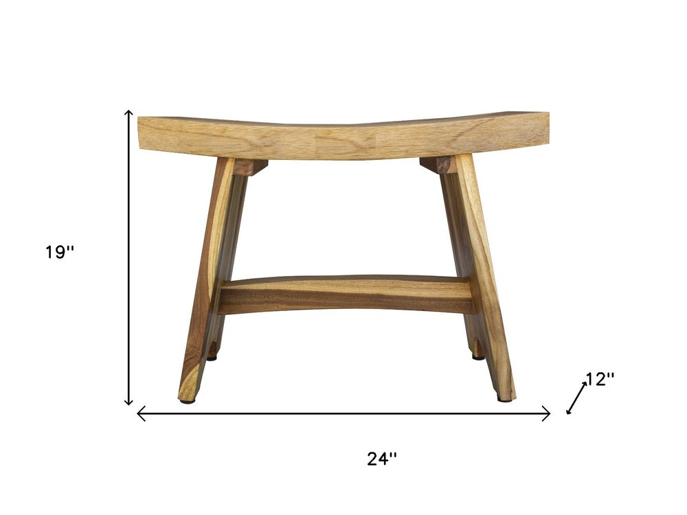 Contemporary Teak Outdoor Bench In Natural Finish HomeRoots