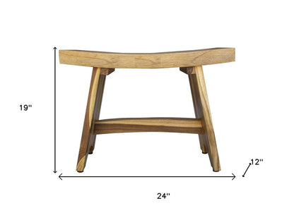Contemporary Teak Outdoor Bench In Natural Finish HomeRoots