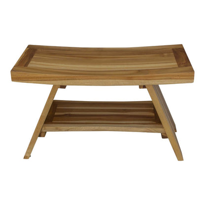 Rectangular Teak Shower Stool Or Bench With Shelf In Natural Finish HomeRoots