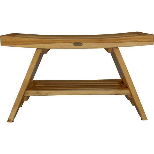 Rectangular Teak Shower Stool Or Bench With Shelf In Natural Finish HomeRoots