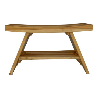 Rectangular Teak Shower Stool Or Bench With Shelf In Natural Finish HomeRoots