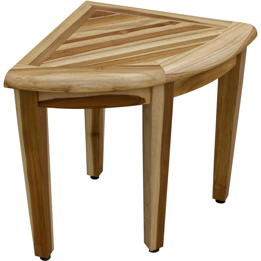 23" Natural Teak Corner Shower Bench HomeRoots