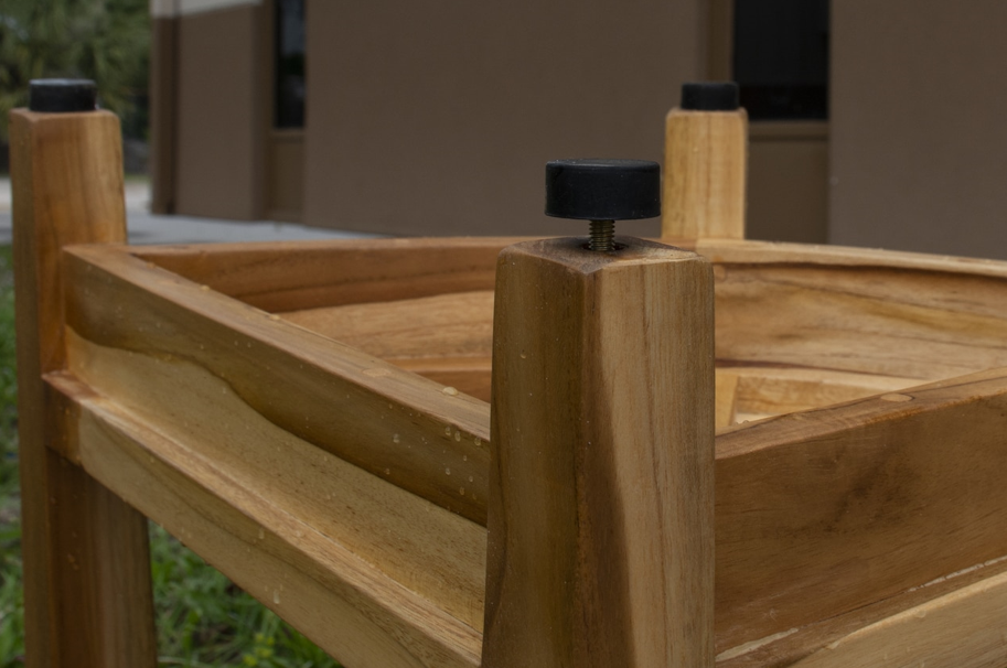 19" X 22" Natural Teak Corner Shower Bench With Shelf - FurniFindUSA