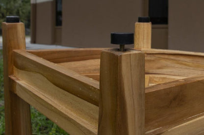 22" Natural Teak Corner Shower Bench With Shelf HomeRoots