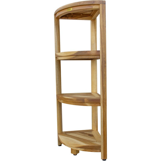 38" Natural Solid Teak Wood Freestanding Corner Shelving Unit HomeRoots