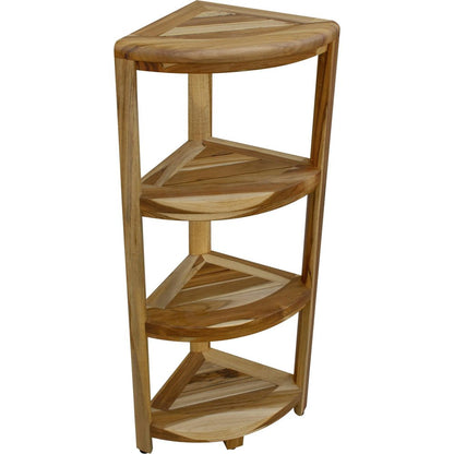 38" Natural Solid Teak Wood Freestanding Corner Shelving Unit HomeRoots