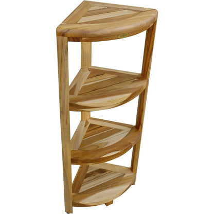 38" Natural Solid Teak Wood Freestanding Corner Shelving Unit HomeRoots