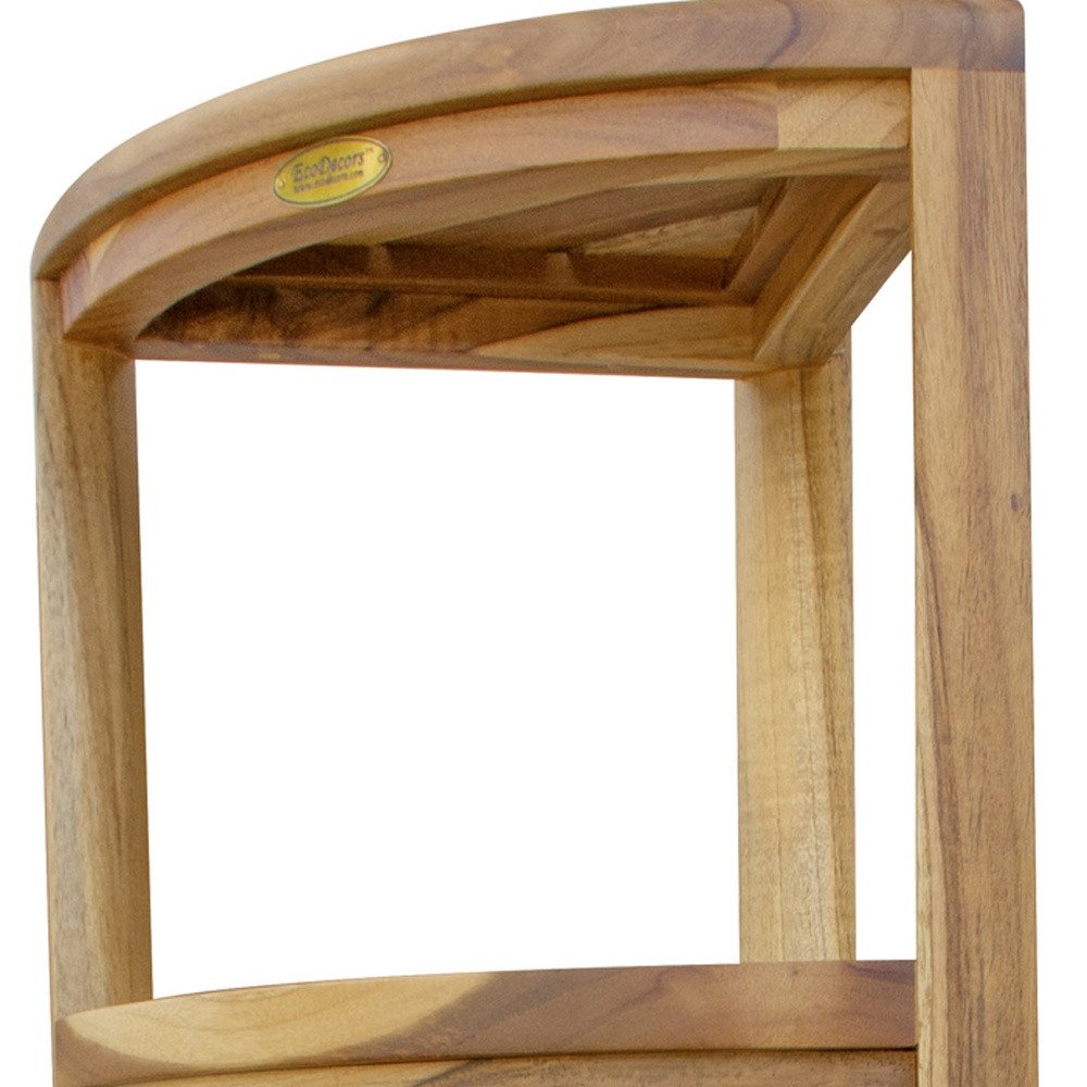 38" Natural Solid Teak Wood Freestanding Corner Shelving Unit HomeRoots