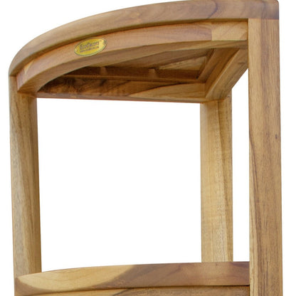 38" Natural Solid Teak Wood Freestanding Corner Shelving Unit HomeRoots