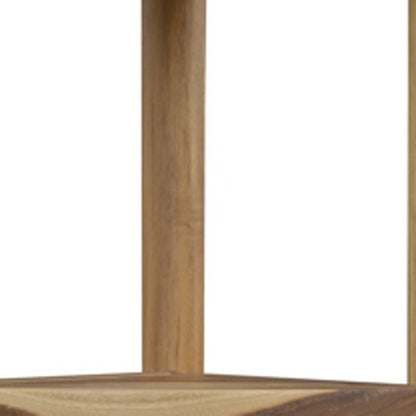 33" Natural Teak Corner Shower Bench With Shelf HomeRoots