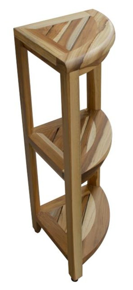 33" Natural Teak Corner Shower Bench With Shelf HomeRoots