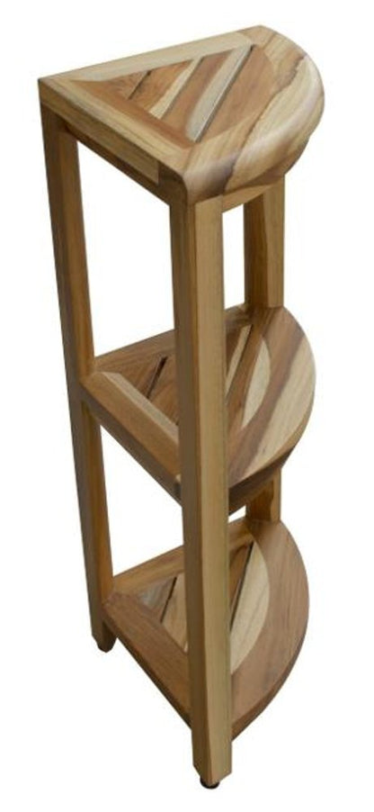 33" Natural Teak Corner Shower Bench With Shelf HomeRoots