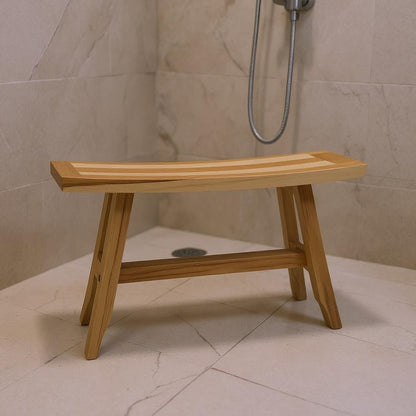 28" Natural Teak Rectangular Shower Bench HomeRoots