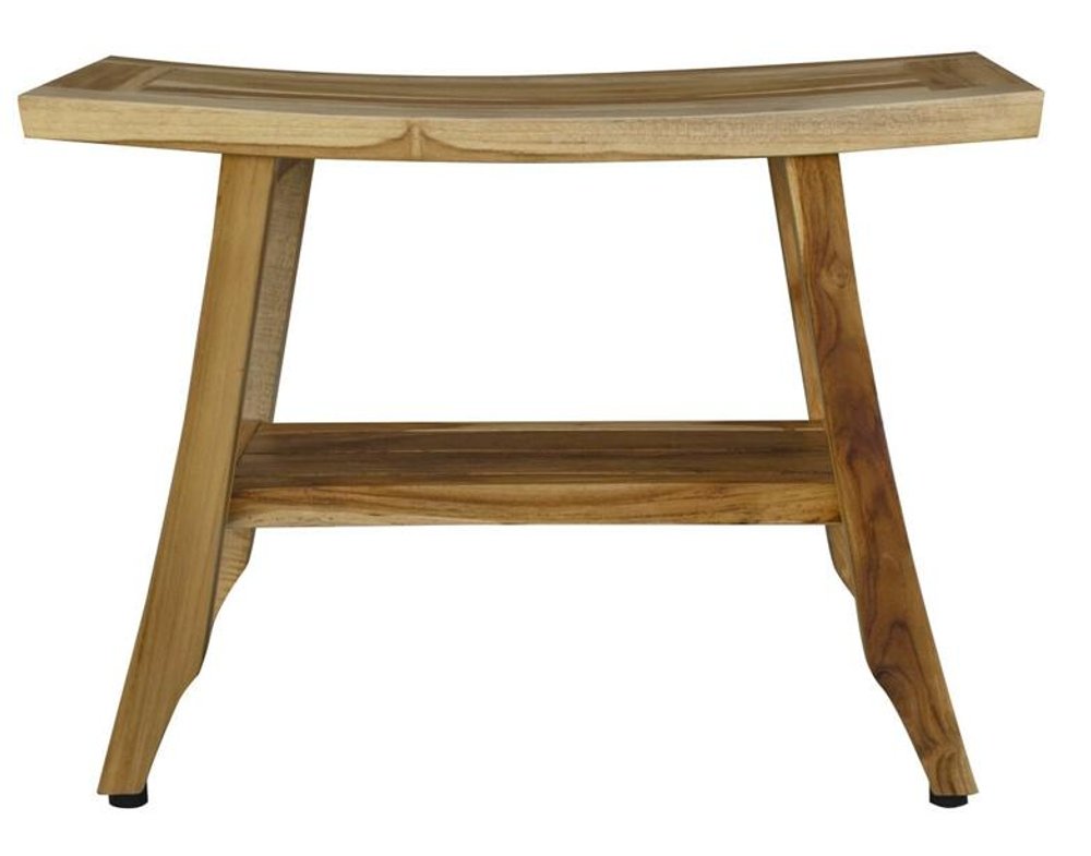 18" X 24" Natural Teak Rectangular Shower Bench With Shelf HomeRoots